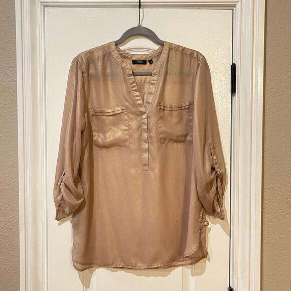 Apt 9 Woman’s Golden Blouse Shirt Size Large - Picture 1 of 8